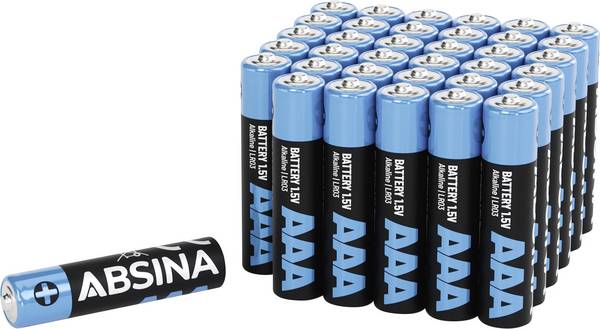 Absina  micro (AAA)-baterija alkalno-manganov 1000 mAh 1.5 V 36 kos