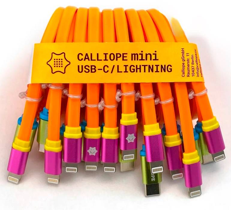 CALLIOPE USB Kabel C > Lightning podatkovni/električni kabel Calliope [1x moški konektor USB-C® - 1x moški konektor Apple dock lightning] 1 m oranžna kabel za prenos/električni kabel