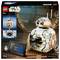 LEGO Star Wars komplet z modelom droida BB-8, ki prikazuje vrtečo se glavo in detajle lopute, z navodili za sestavljanje.