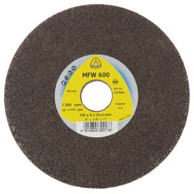 Brusilno kolo MFW 600 s specifikacijami: 150 x 6 x 25,4 mm, grobo, maks. 7.500 vrt/min, priporočeno 4.800 vrt/min.