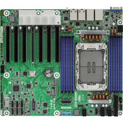 Računalniška matična plošča z več režami PCIe, režami za RAM in velikim vtičem za procesor, zasnovana za visoko zmogljive računalniške naloge.