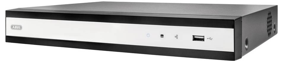 Črna in bela elektronska naprava z USB priključkom in indikatorsko lučko, verjetno predvajalnik medijev ali podobna naprava za domačo zabavo.