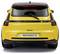Pogled zadaj na rumeni Renault 5 hatchback, ki prikazuje ime modela in logotip, z elegantnimi zadnjimi lučmi in zadnjim brisalcem stekla.