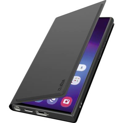 Eleganten črn zaščitni ovitek pametnega telefona delno razkriva zaslon s pisanimi ikona aplikacij, kar poudarja zaščito in slog.