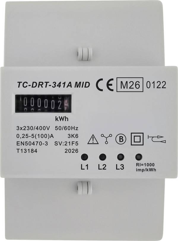 TRU COMPONENTS TC-DRT-341A MID TC-14232832 trifazni števec  analogni 100 A Uradno potrjen: da  1 kos