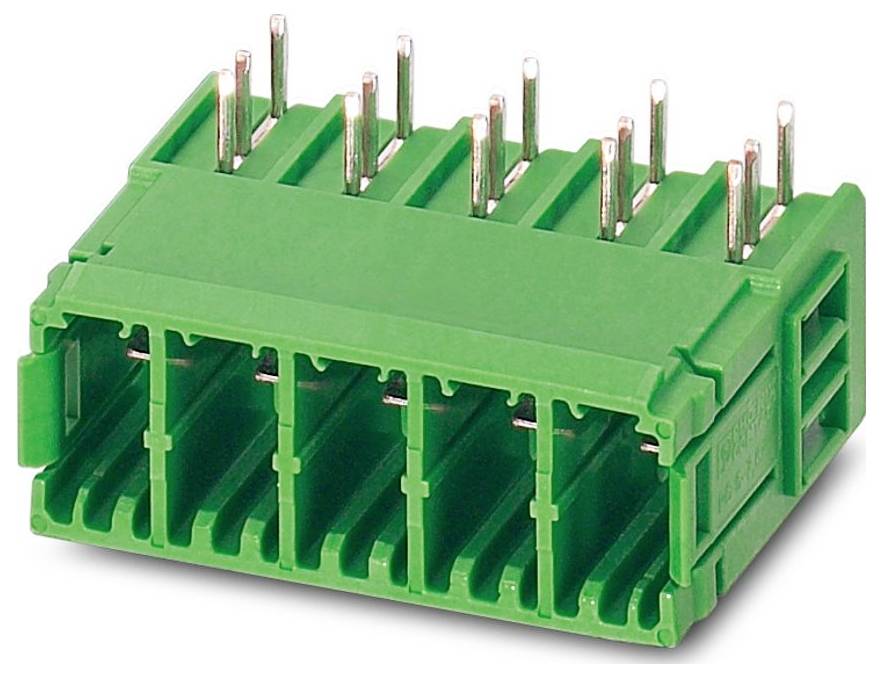 Zeleni električni priključek z več kontakti, namenjen za povezave v vezjih, zasnovan za varno in trajno namestitev.