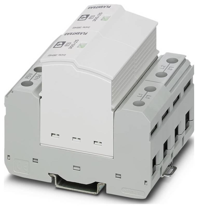 Siva, modularna elektronska naprava z več reži in oznakama, nameščena na DIN vodilo, ki se uporablja za zaščito tokokroga ali upravljanje.
