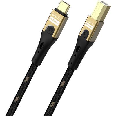 USB 2.0 480 Mbps kabel s priključkoma USB-C in USB-A, črne pletene izvedbe.