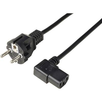 Črni napajalni kabel z evropskim dvopolnim vtičem in računalniško priključno glavo IEC C13 na belem ozadju