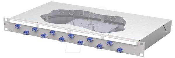 Metz Connect OpDAT fix2 Patchfeld splice 12xLC-D OS2  patch panel 483 mm (19") kabel 1 U svetlo siva opremljen