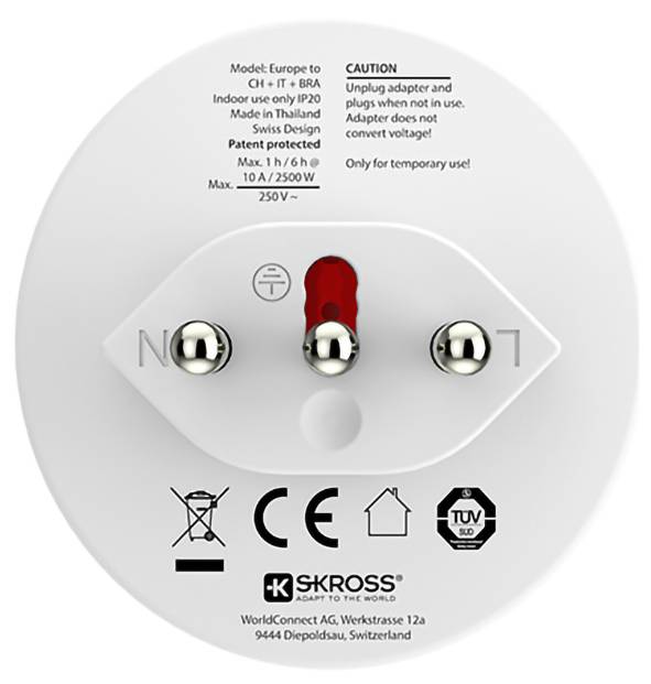Skross 1.500272C-E potovalni adapter SKROSS - Europe to Switzerland Italy Braz Single adapter-8