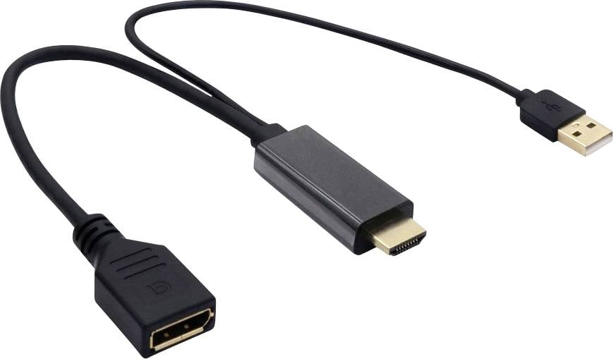 Value 12.99.3146 DisplayPort / HDMI / USB adapter [2x moški konektor HDMI, USB-A vtič - 1x ženski konektor DisplayPort] 
