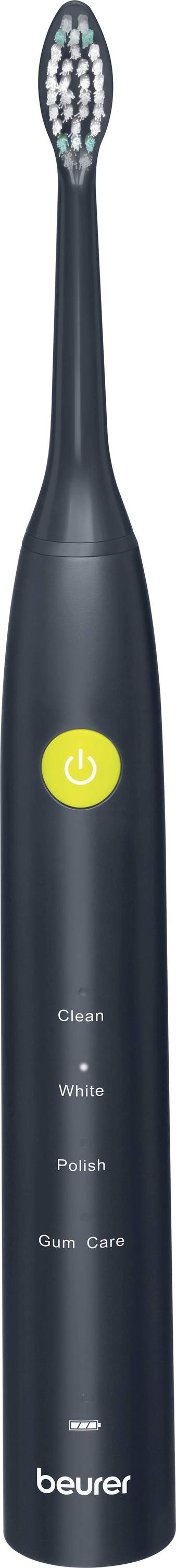Črna električna zobna ščetka s tipkami za načine Clean, White, Polish in Gum Care.