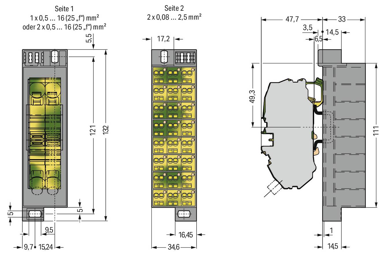 'Podroben diagram priključka, ki prikazuje dimenzije: 24,7 x 27,8 mm na levi strani, 38,5 mm na desni strani, oba konca ø 10 mm, skupna dolžina L.'
