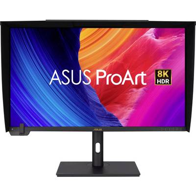 'Monitor ASUS ProArt 8K HDR' prikazuje živahne modre, oranžne in roza barve na zaslonu.