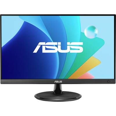 Asus monitor, ki prikazuje barvito abstraktno ozadje z logotipom Asus v sredini.