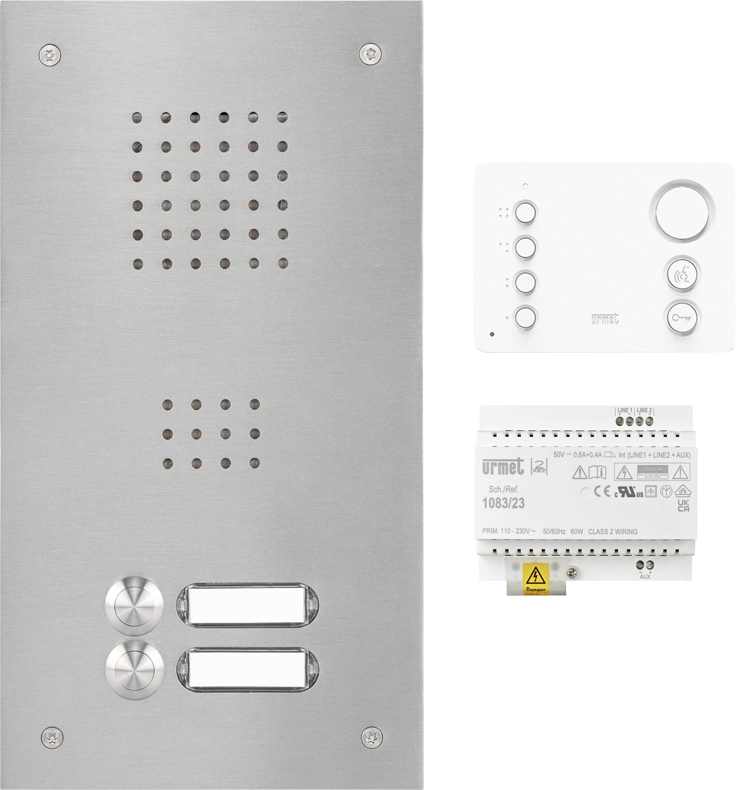 Grothe A-2V-MIF-V4A-02WE set avdio domofona 2-žični legirano jeklo-0