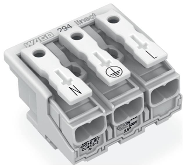Električni priključek s tremi označenimi sponkami: 'N', 'Masa', 'L'. Primeren za žice 2,5-6 mm², 450 V, CUI 60998.