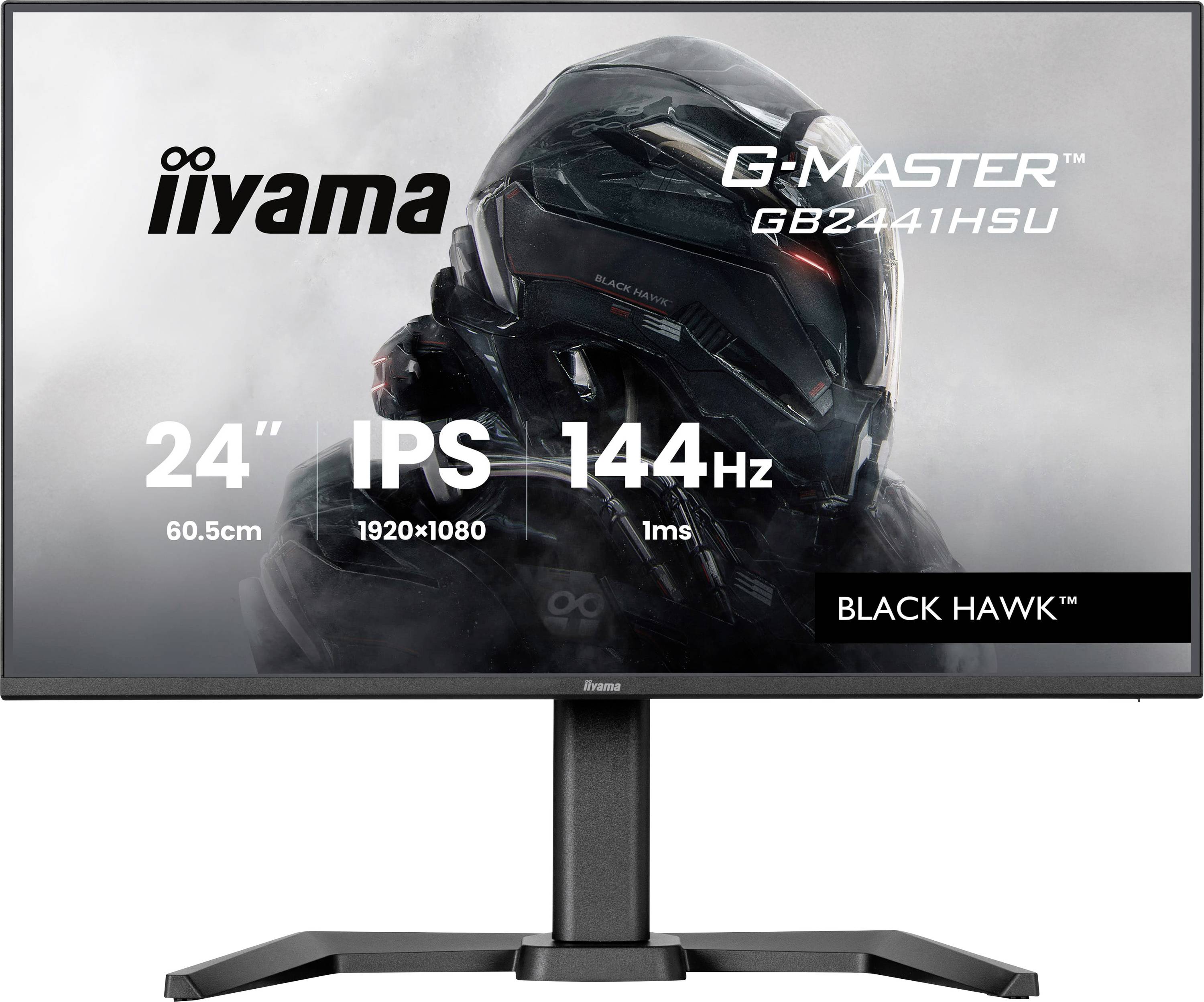 Monitor 'Iiyama G-Master GB2441HSU Black Hawk' ima 24-palčni IPS zaslon, ločljivost 1920x1080 in hitrost osvežitve 144Hz.