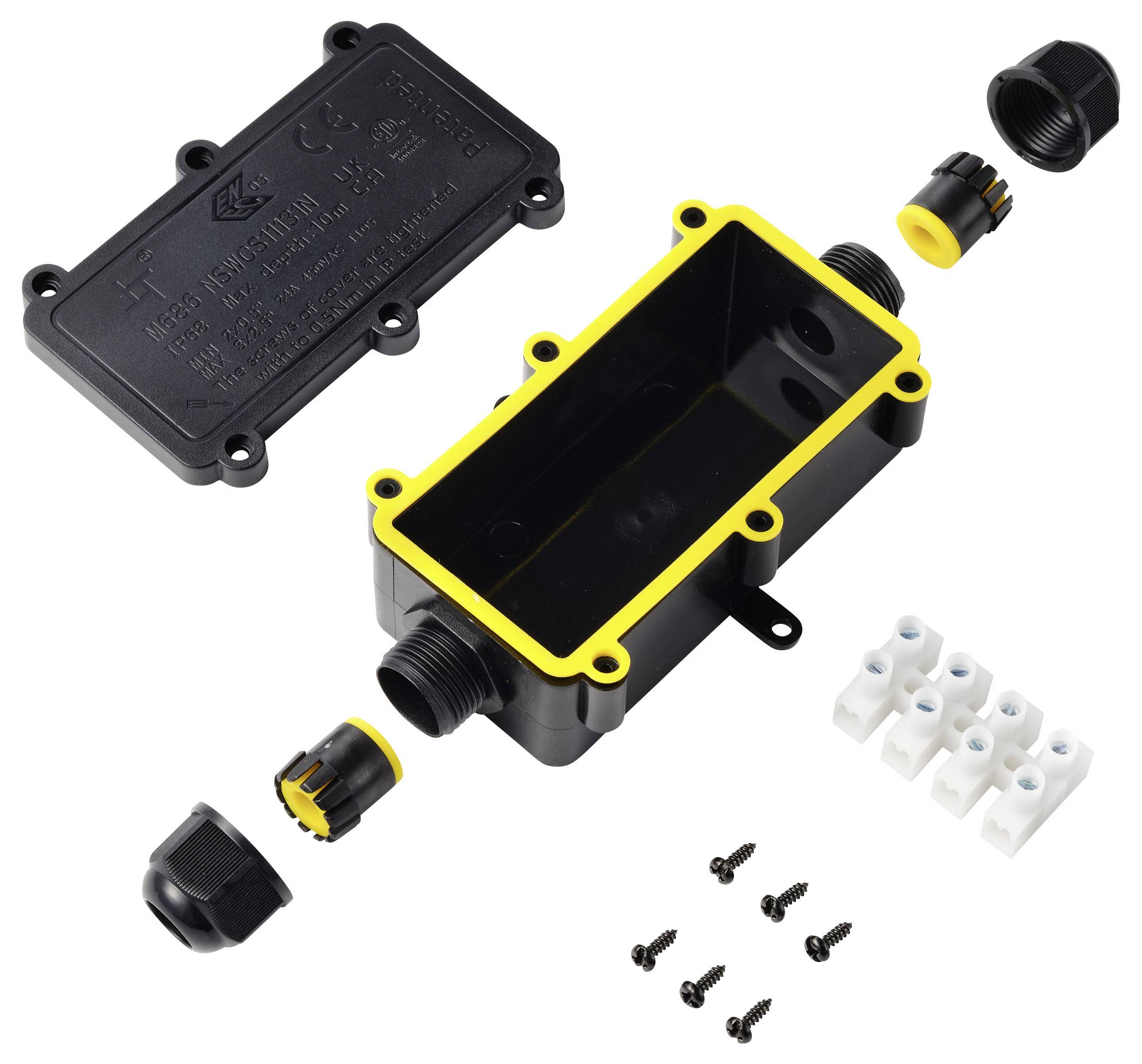TRU COMPONENTS Razdelilna doza IP68 Vodoodporna, 2 vhoda, 0,5–2,5 mm² TC-14745276 črna TRU COMPONENTS Vsebina: 1 kos-3