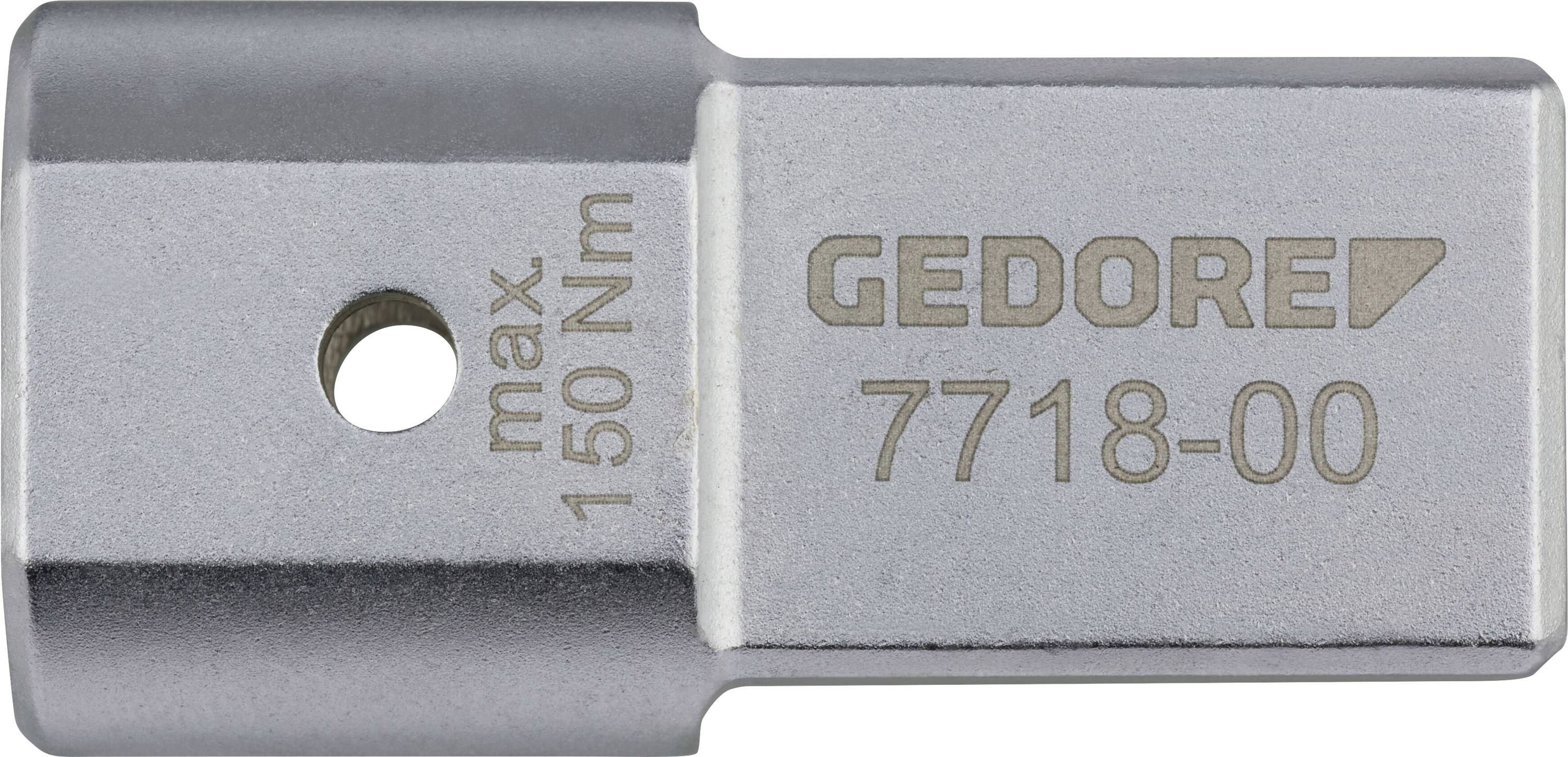 Glava orodja 'GEDORE 7718-00' v srebrni barvi, označena 'maks 150 Nm'.