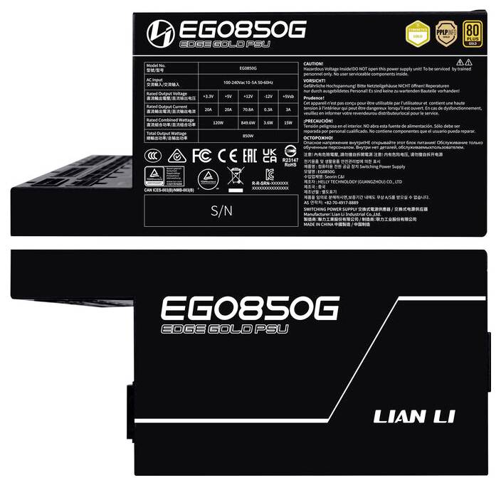 Lian Li EDGE GOLD 850 80 PLUS Gold PC napajalnik 850 W ATX 80 plus zlat-2