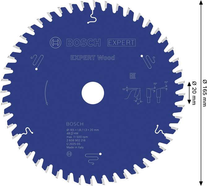 Bosch Accessories 2608902218 2608902218 list krožne žage 165 x 20.0 x 1.3 mm Število zobcev (na colo): 48 1 kos-1