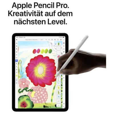 Roka s svinčnikom Apple Pencil riše barvito cvetlico na tablici. Besedilo zgoraj: "Apple Pencil Pro. Ustvarjalnost na naslednji ravni."