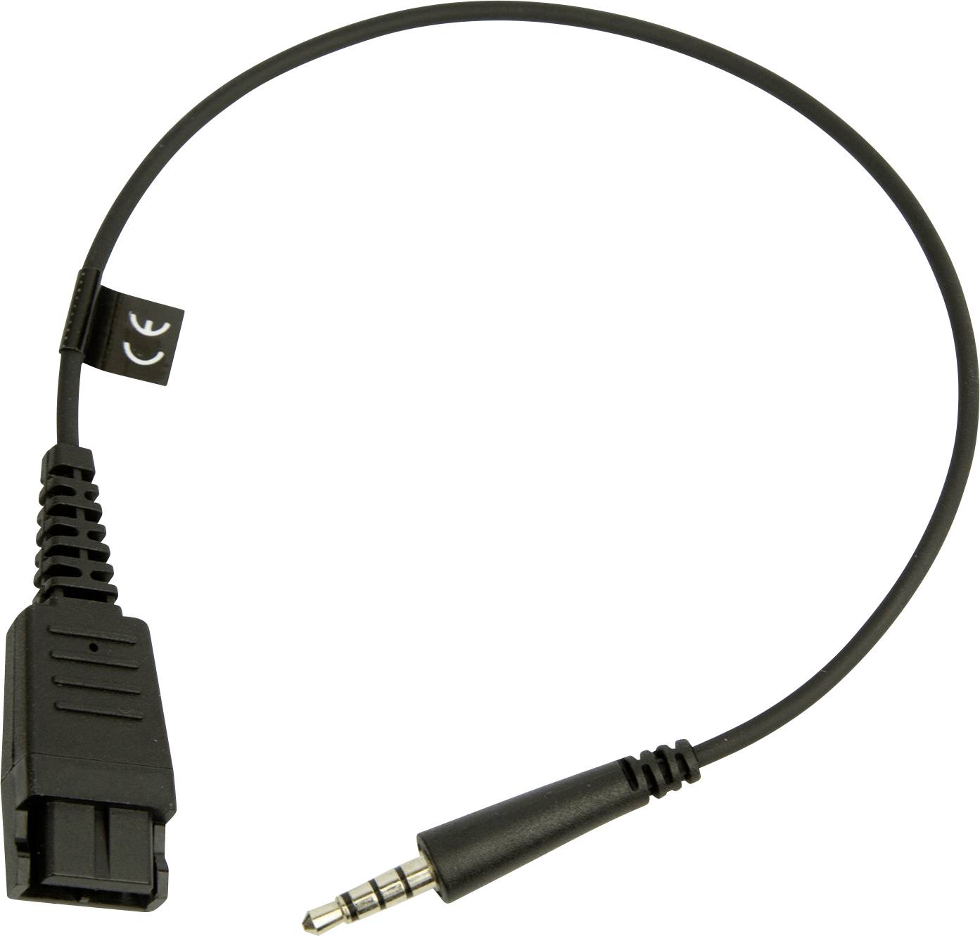 Črni kabel ima 3,5 mm avdio vtič na enem koncu in lastniški priključek na drugem koncu, namenjen povezovanju določenih naprav.