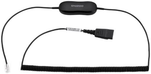 Črn kabel GN200 z vstavljivim priključkom z majhnim kontrolnim modulom in priključenimi vtičniki na obeh koncih, prikazan na belem ozadju.