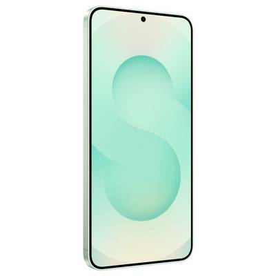 Hrbet svetlo zelenega Samsung pametnega telefona s tremi navpično poravnanimi zadnjimi kamerami in minimalistično sijajno površino.