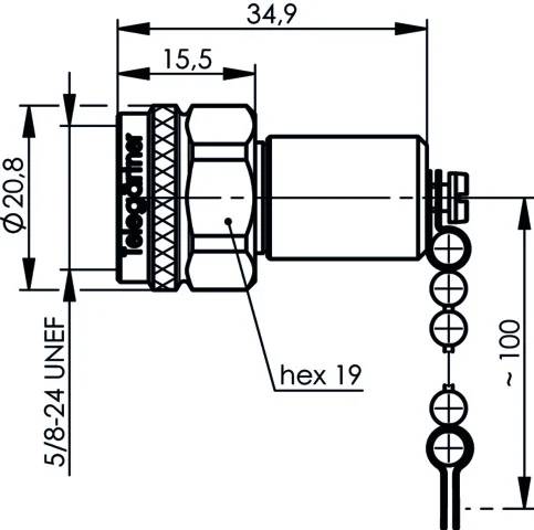 Tehnični risba modula Telegärtner MPD8 Cat.6A z 8 vrati, prikazujoča pogled od spredaj in pogled od zgoraj z dimenzijami 164 mm širine in 110 mm višine.