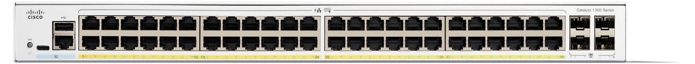 Cisco C1300-48P-4G CISCO Catalyst 1300 48-port GE PoE 4x1G omrežno stikalo 104 Gbit/s poe funkcija-1