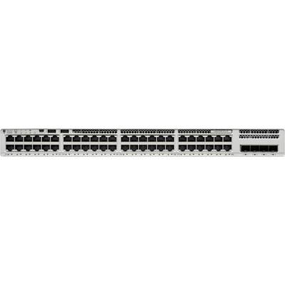 Omrežni stikalni aparat z več Ethernet vrati, LED indikatorji in kovinskim ohišjem. Primeren za podatkovne centre in podjetniška omrežja.