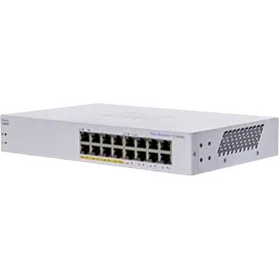 Bel omrežni stikalni element s 16 vrati Ethernet na sprednji plošči in prezračevanjem na stranu, namenjen povezovanju več naprav.