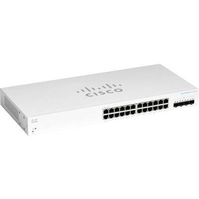 Tanka, bela Cisco omrežna stikala s 24 vrati Ethernet in 4 vrati SFP, namenjena za povezovanje naprav v omrežju.