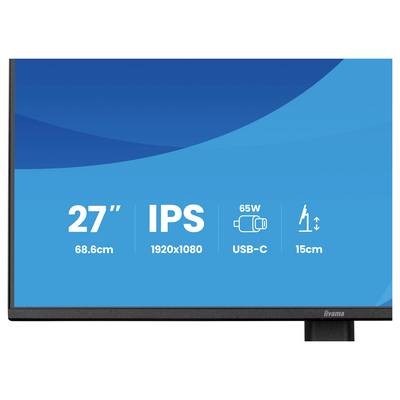 Monitor z specifikacijami: 'iiyama ProLite XB2491HS', 24" zaslon, 60,5cm, resolucija 1920x1080, IPS plošča, tanek okvir, 15cm prilagodljiv, 2x2W zvočniki.