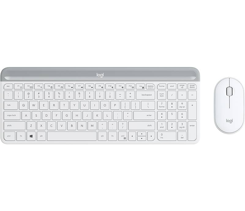 Logitech Slim Combo M brezžično tipkovnica, set miške s številsko tipkovnico, vgrajen kolešček, tihe tipke US-angleščina-0