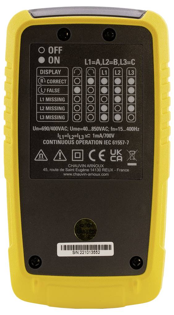 Chauvin Arnoux CA 6612 tester faznih in rotacijskih polj CAT III 1000 V, CAT IV 600 V LCD-6