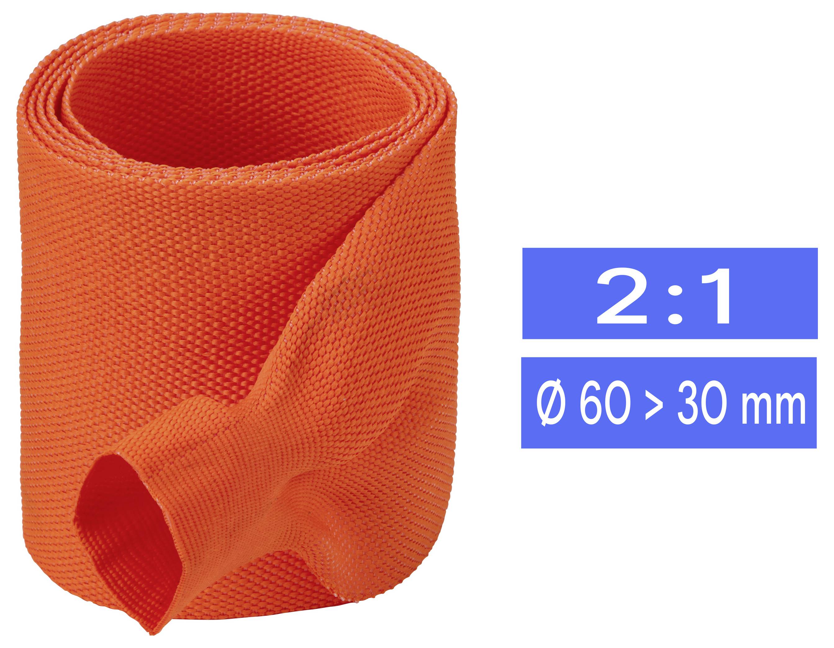 TRU COMPONENTS TC-14976156 skrčljiva cev iz tkanine oranžna 60 mm 30 mm Razmerje krčenja:2:1 Metrsko blago
