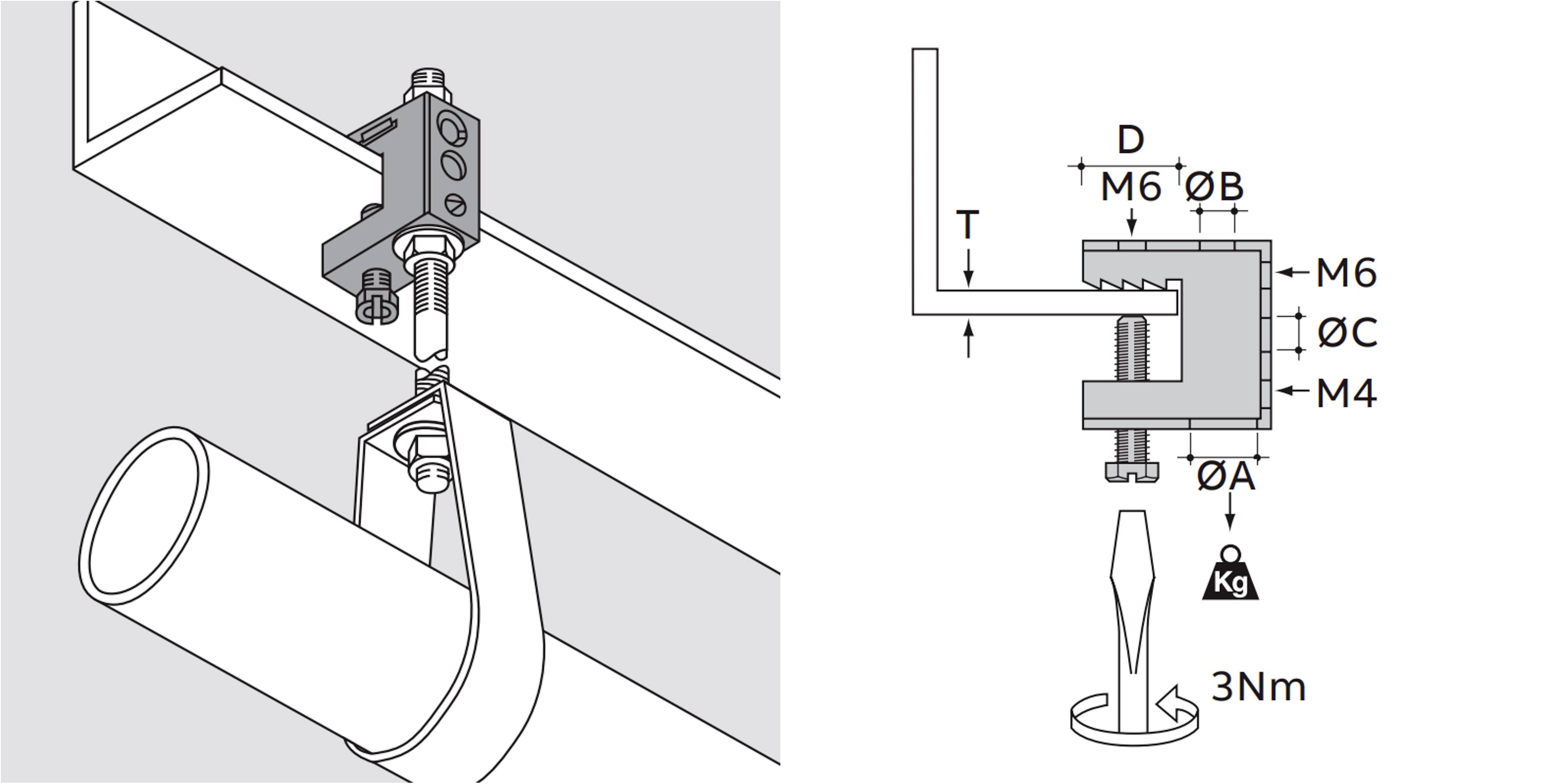 ABB E-Klips FH-107 Trägerklammer waagrecht nosilna sponka 19.5 mm vzmetno jeklo 7TCA084030R1210 100 kos (Ø x D) 10.7 mm -0