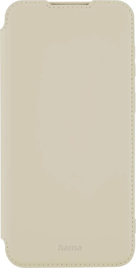 Beige-rjava usnjeni etui za telefon s šitimi robovi in izrezom za sprednjo kamero, prikazan zaprt in centriran.