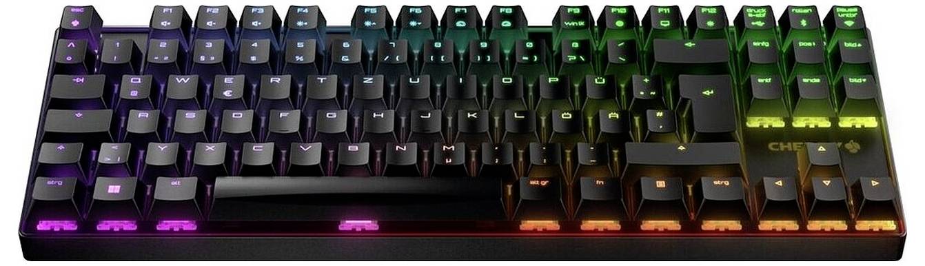 RGB osvetljena mehanska tipkovnica z kompaktnim razponom in večbarvnim osvetljenjem na tipkah in sprednji robni.