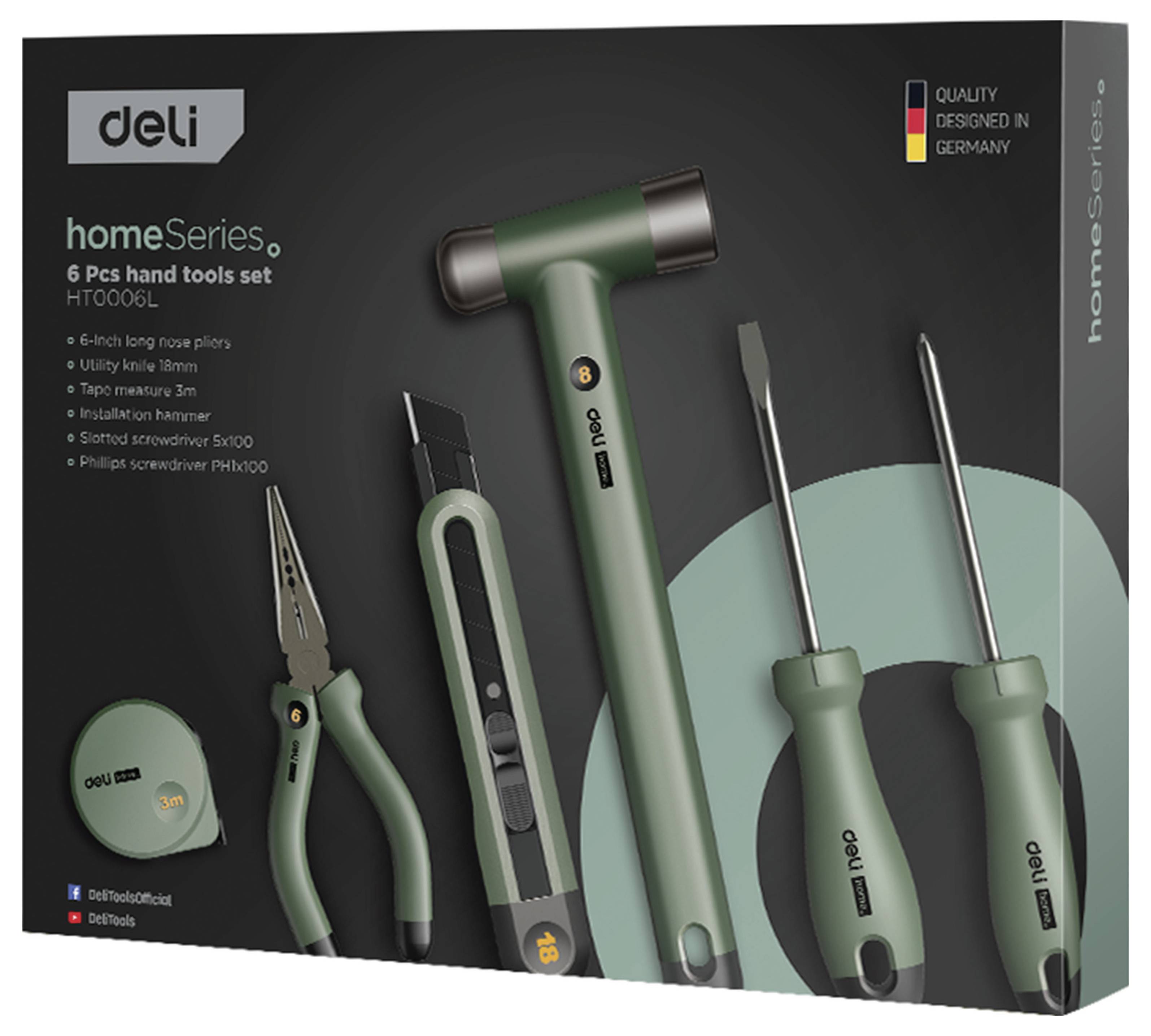 DELI EHT0006L D895257 komplet orodja univerzal, domači mojster v škatli za shranjevanje-1
