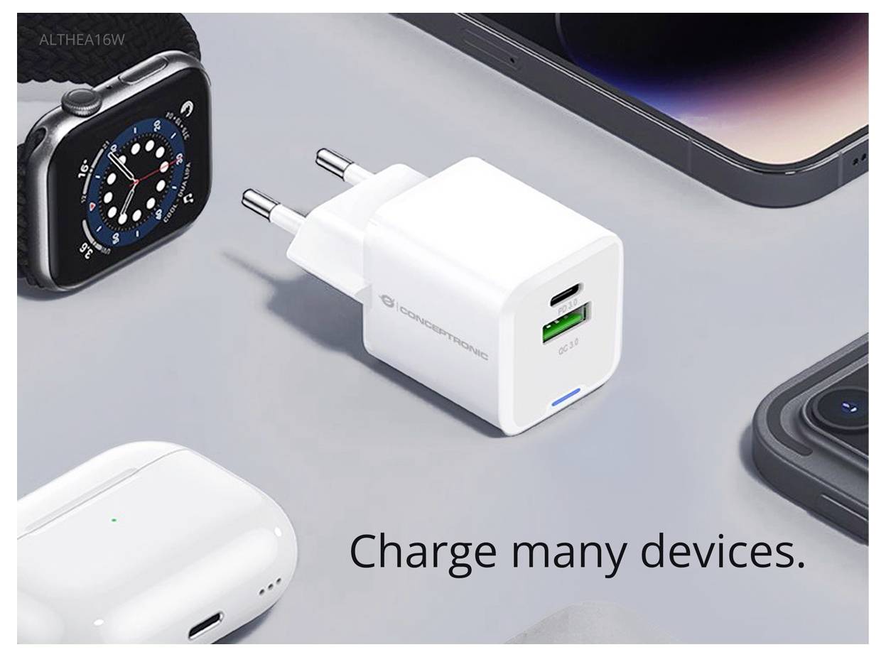 Conceptronic ALTHEA16W 2-Port 33W GaN USB PD Charger USB napajalnik 33 W USB-A, USB-C® bela-12