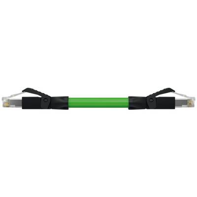 Ethernetni kabel s zelenim središčem in črnimi priključki na obeh straneh