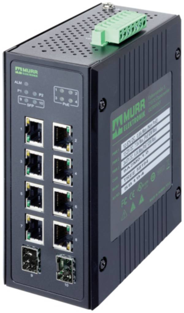 Murrelektronik 58194 TREE 10TX 4PoE 2SFP GE omrežno stikalo 8 vrat 10 / 100 / 1000 MBit/s