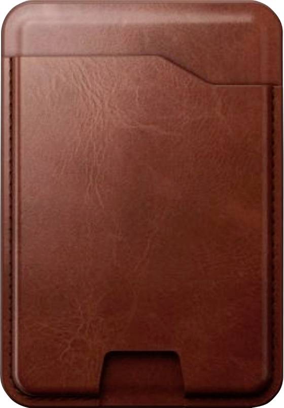 Rjava usnjana torbica za tablico ali zvezek s sprednjo žepom in zaobljenimi vogali