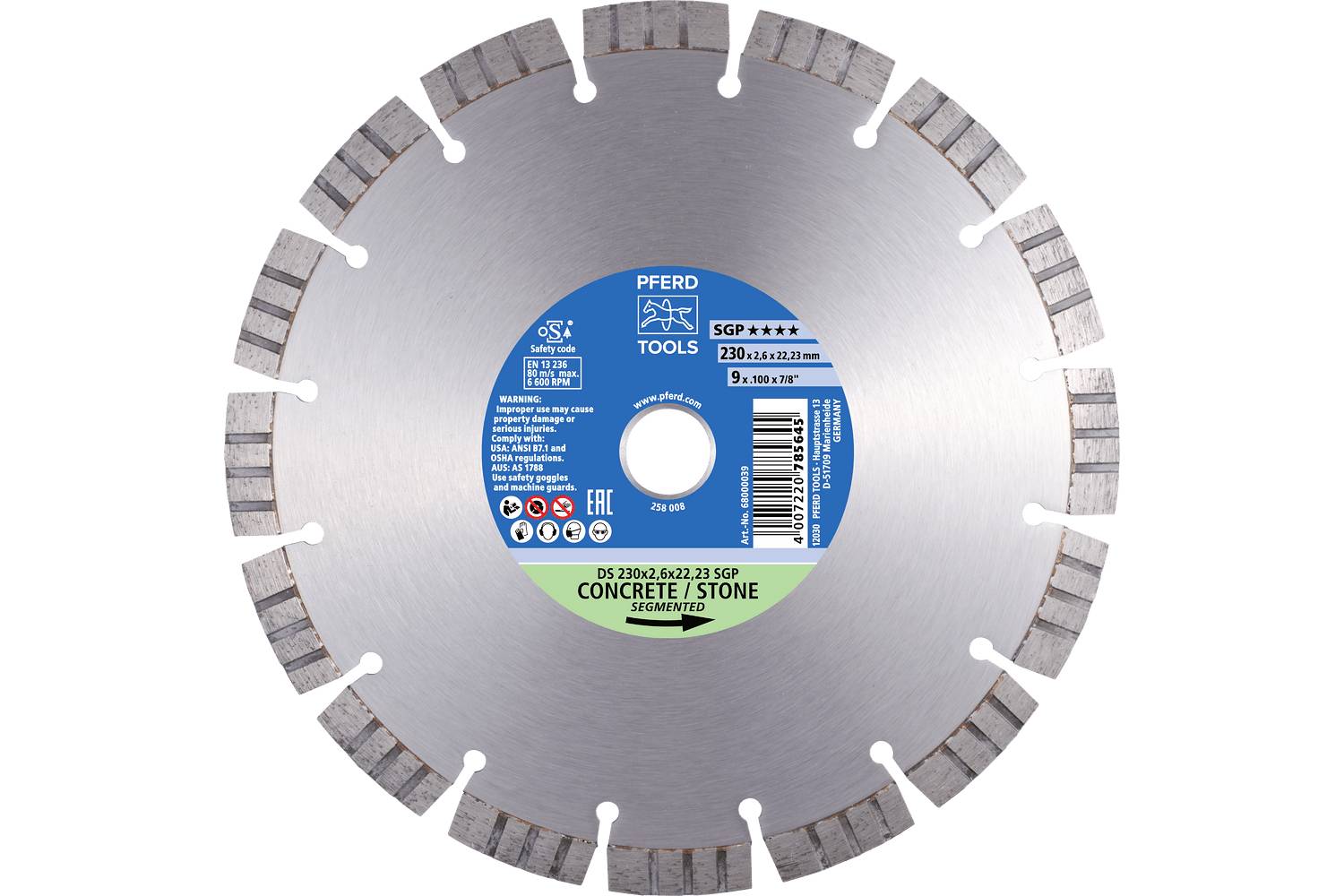 PFERD TOOLS 68000056 DS 350 x 3 x 25,4 SGP diamantna rezalna plošča Premer 350 mm Vrtina-Ø 25.4 mm opeka, armirani beton-0