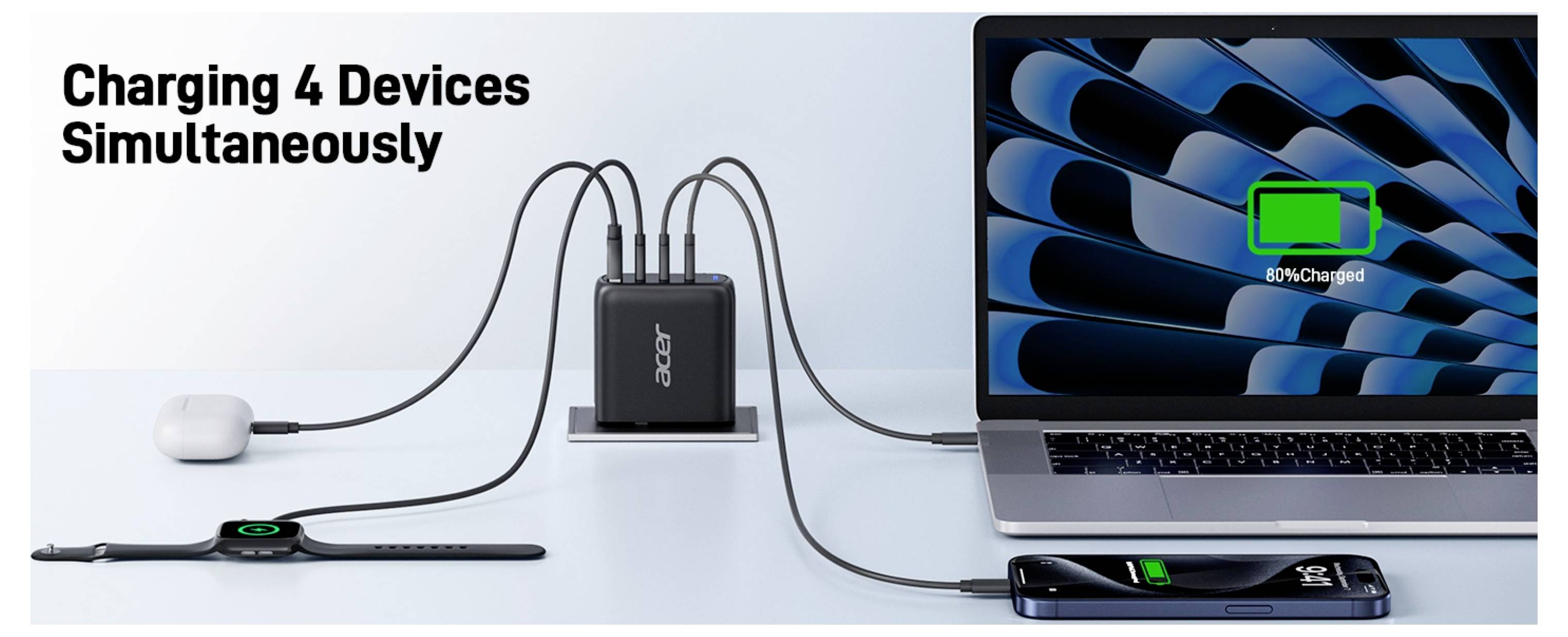 Acer USB napajalnik 100 W Power Delivery, Power Delivery 2.0, Power Delivery 3.0, QC 2.0, QC 3.0, QC 4+, Adaptive Fast C-13
